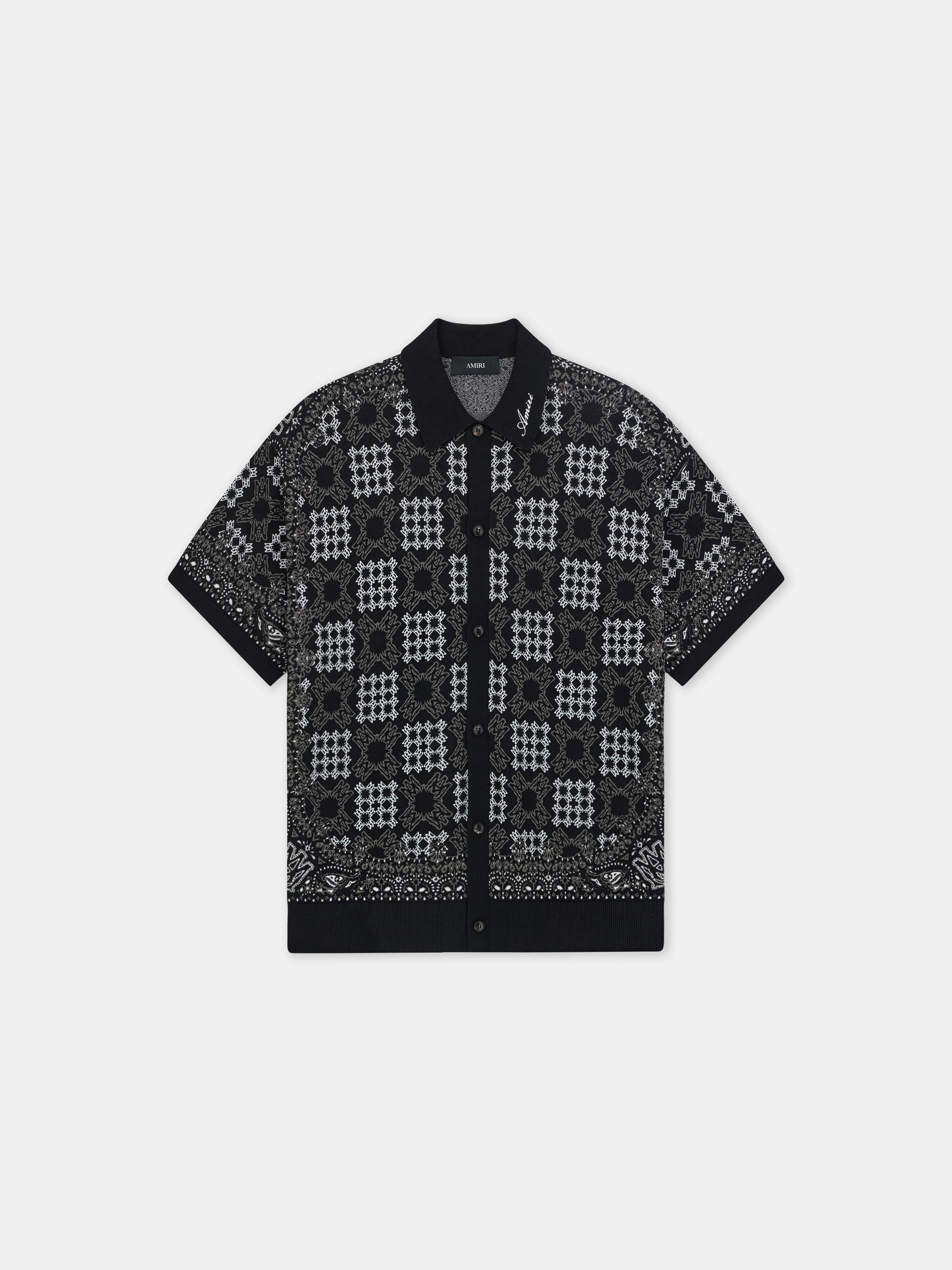 MA QUAD CHECK MESH KNIT SHIRT - Black