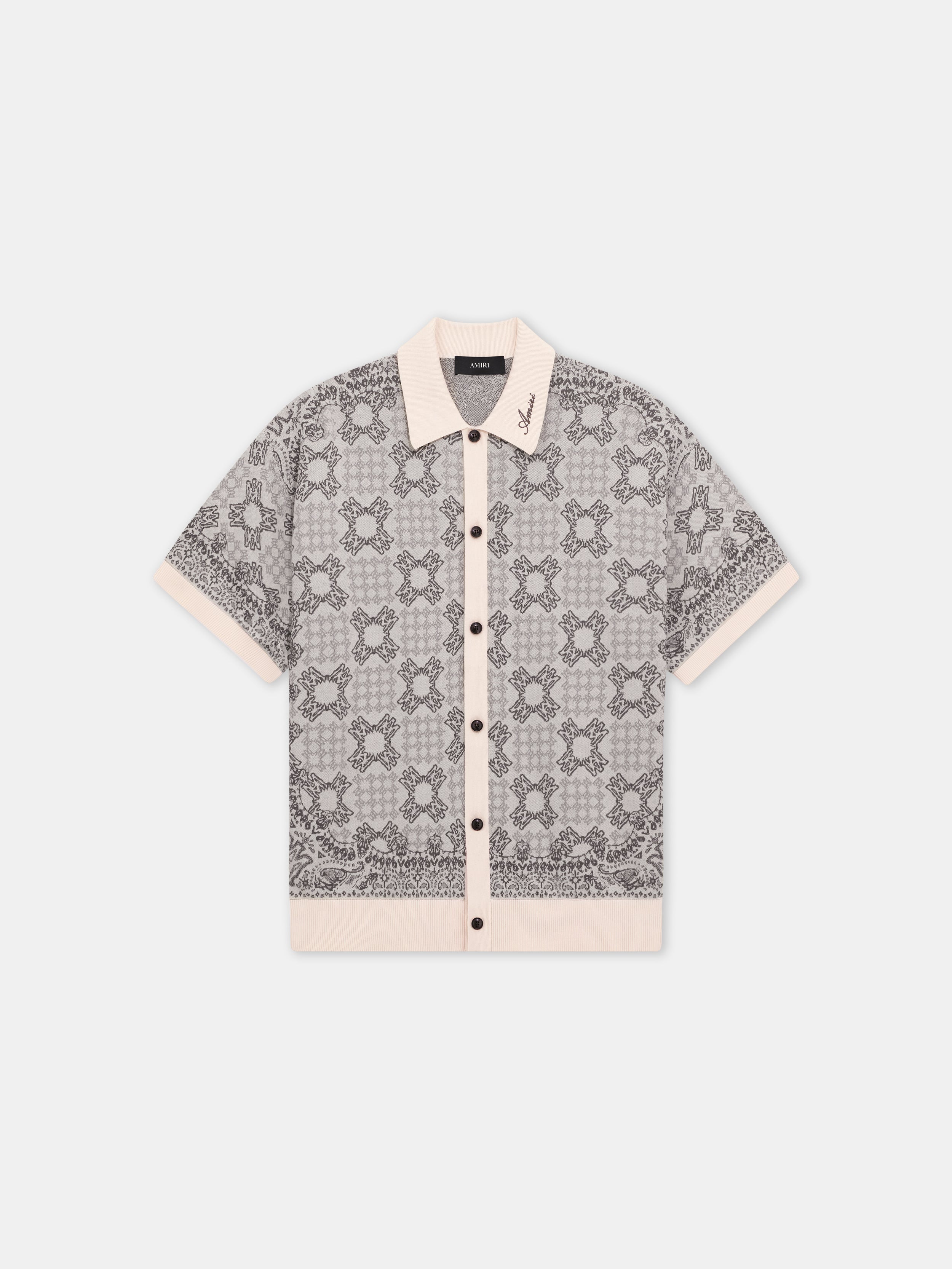 MA QUAD CHECK MESH KNIT SHIRT - Alabaster