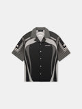 SPORT PANEL OVERSIZED CAMP SHIRT - Black