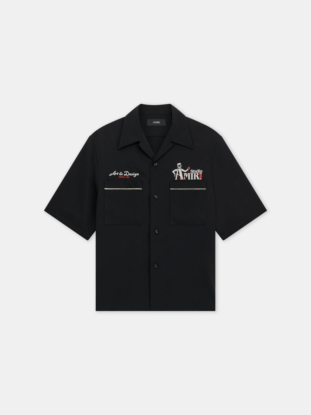 AMIRI STUDIO CREPE CAMP SHIRT - Black