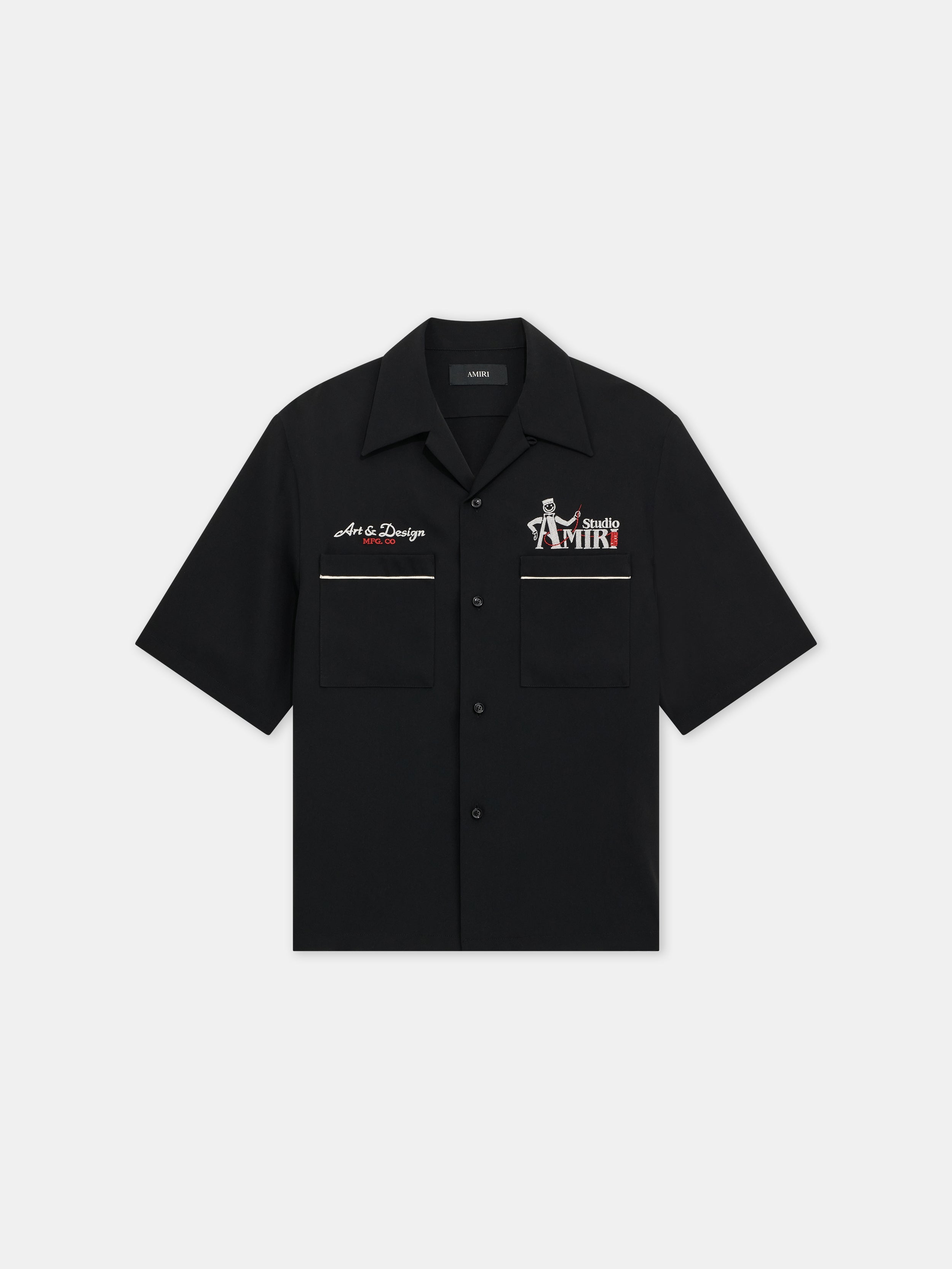 AMIRI STUDIO CREPE CAMP SHIRT - Black