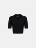 WOMEN - WOMEN'S SCRIPT RIB KNIT SS POLO - Black