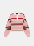 WOMEN - WOMEN'S STRIPED OVERSIZED LONG SLEEVE POLO - Pink