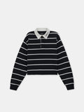 WOMEN - WOMEN'S STRIPED LONG SLEEVE POLO - Black