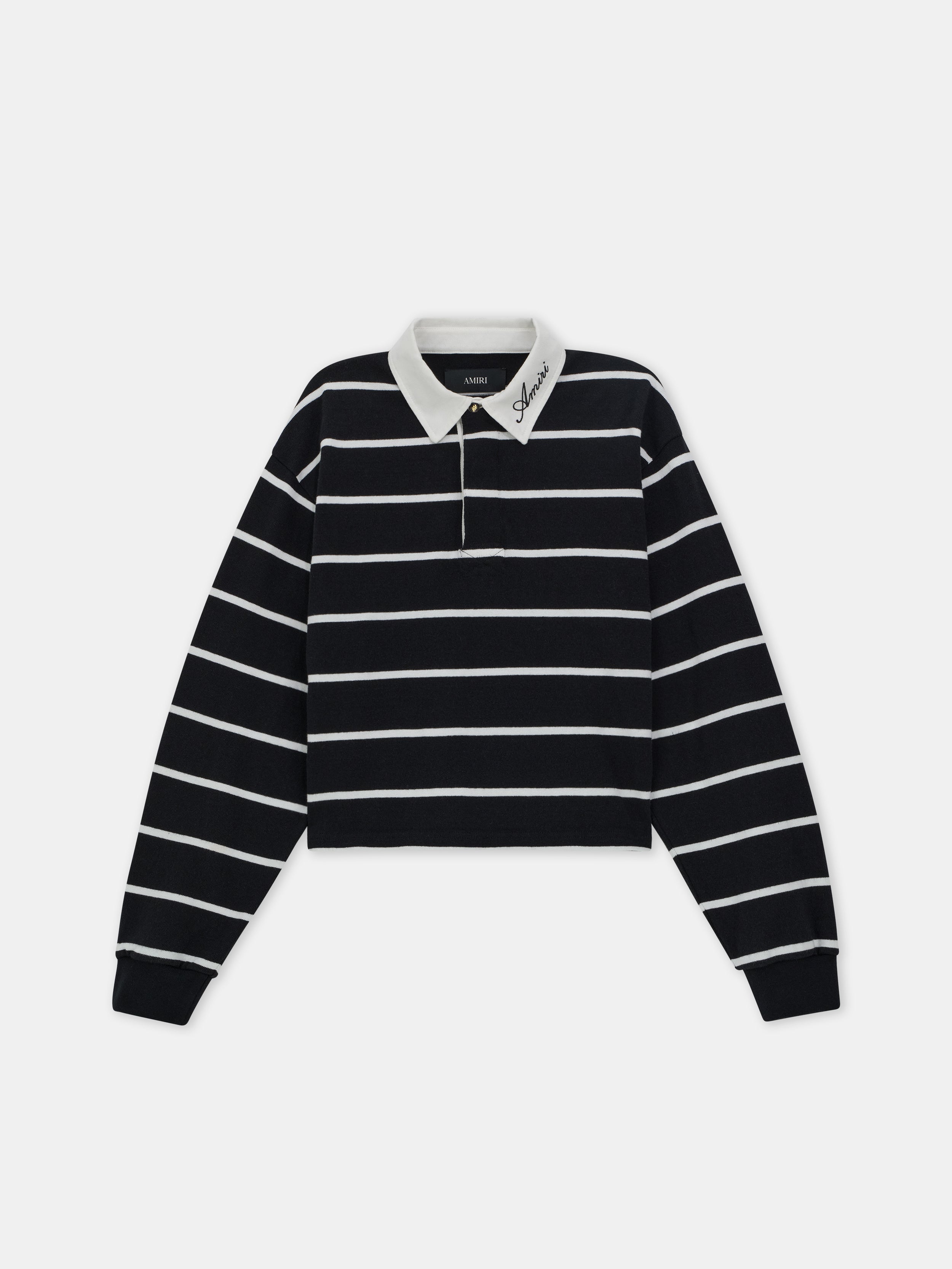 WOMEN - WOMEN'S STRIPED LONG SLEEVE POLO - Black