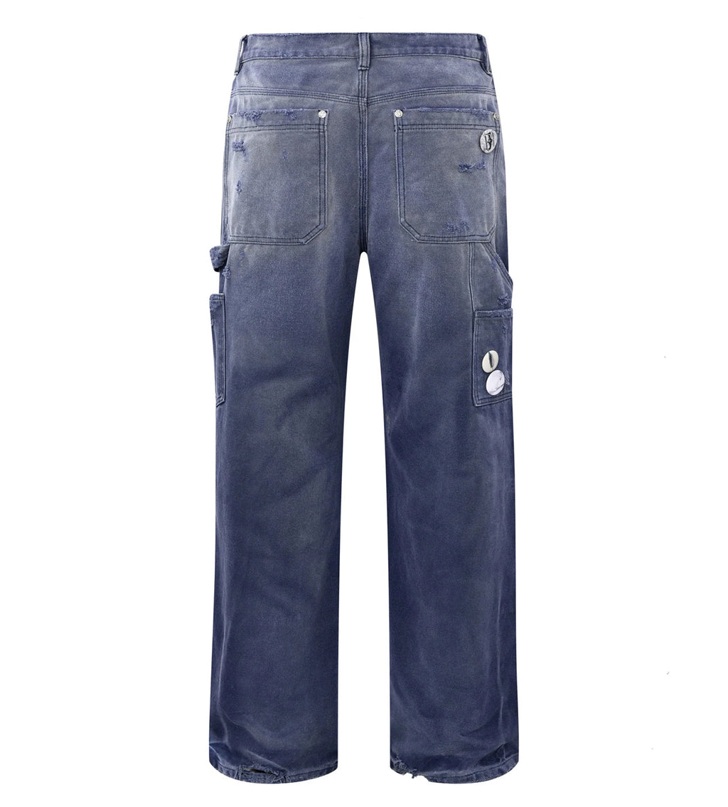 Birth of Royal Child 1920s Vintage Blue Pin Emblem Workwear Trousers Navy