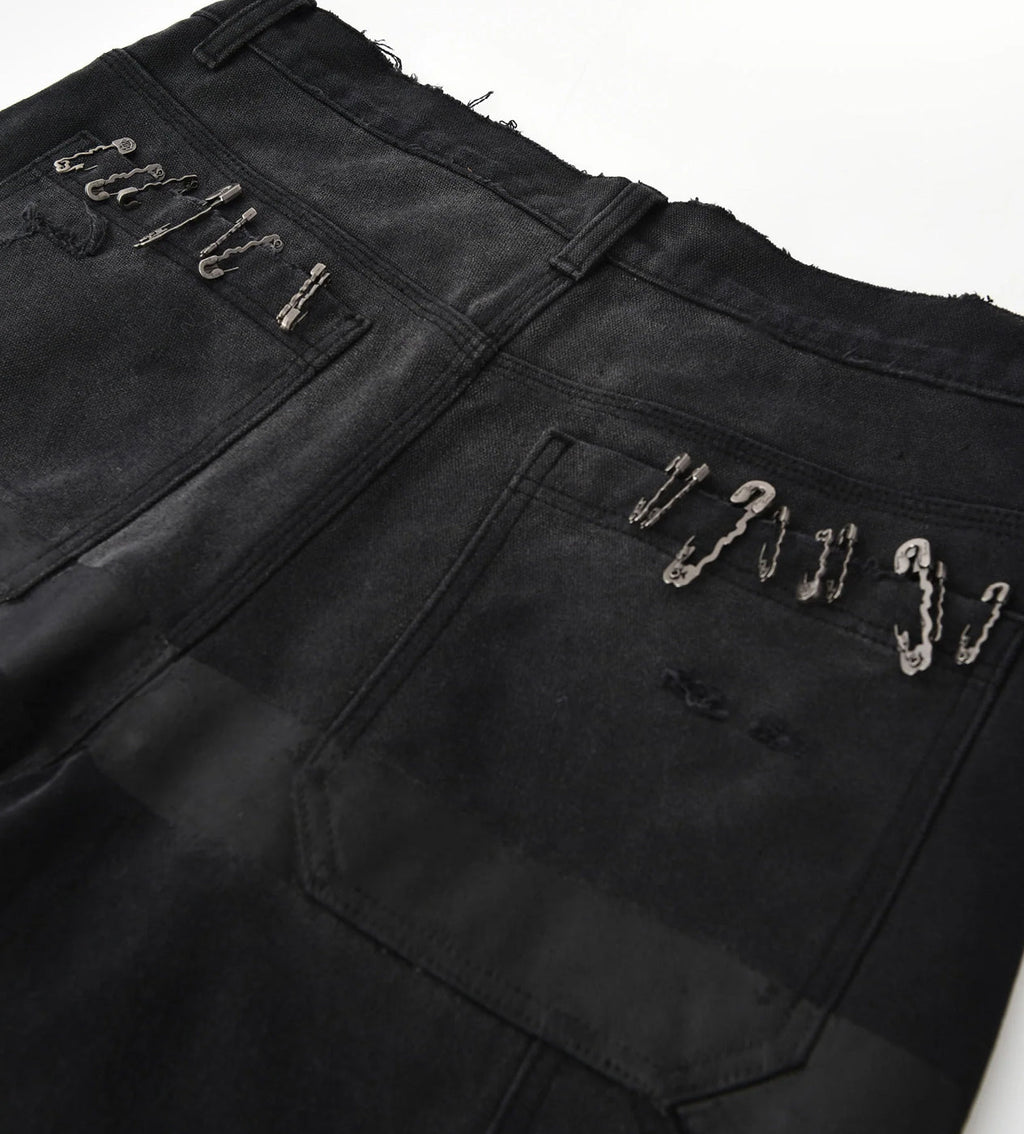 Birth of Royal Child 1920s Vintage Pin Washed Carpenter Pants Black