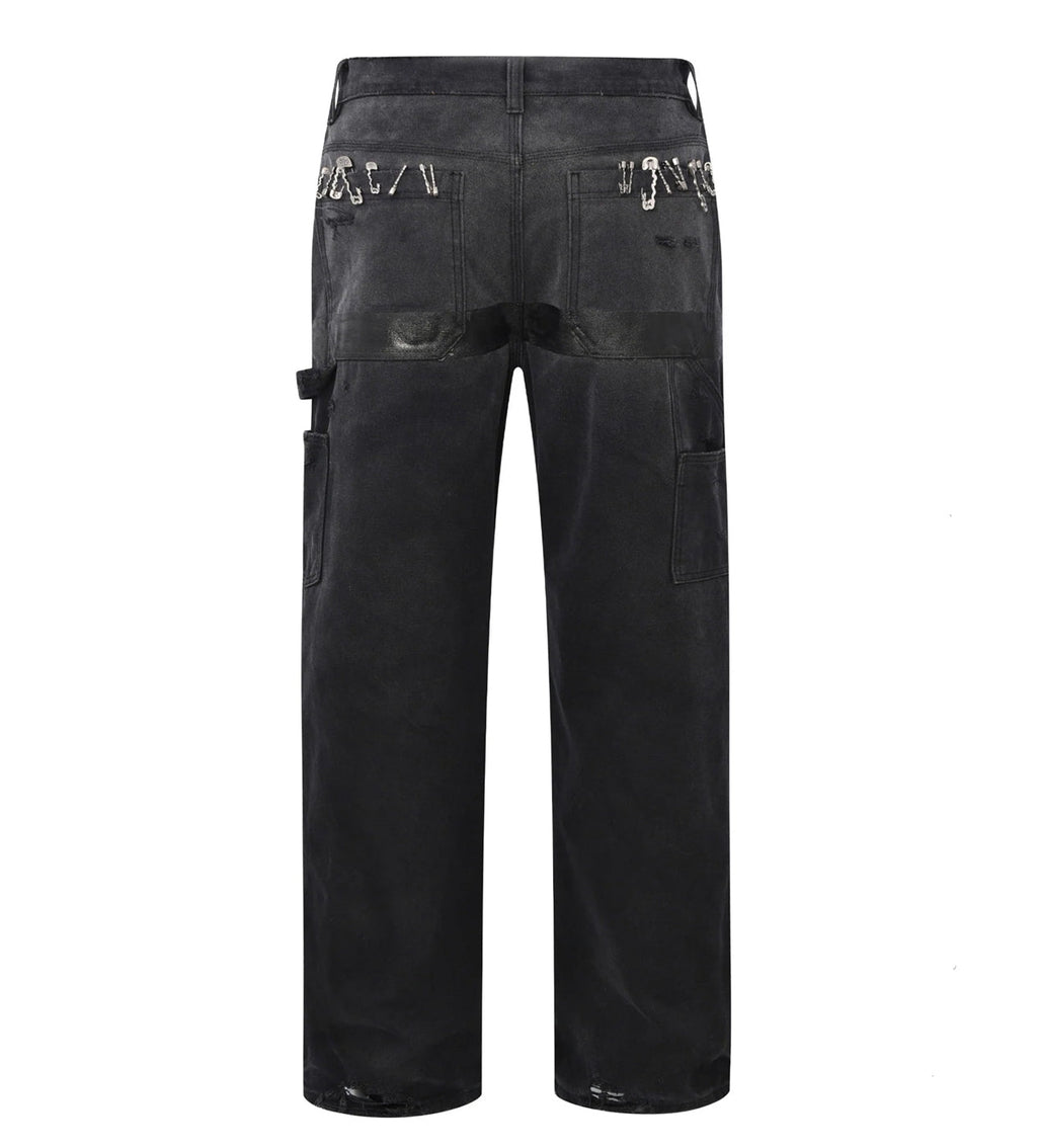 Birth of Royal Child 1920s Vintage Pin Washed Carpenter Pants Black