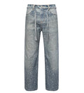 Birth of Royal Child 3D Printing Washed 20K Swarovski Diamond Boro Denim Pants Blue