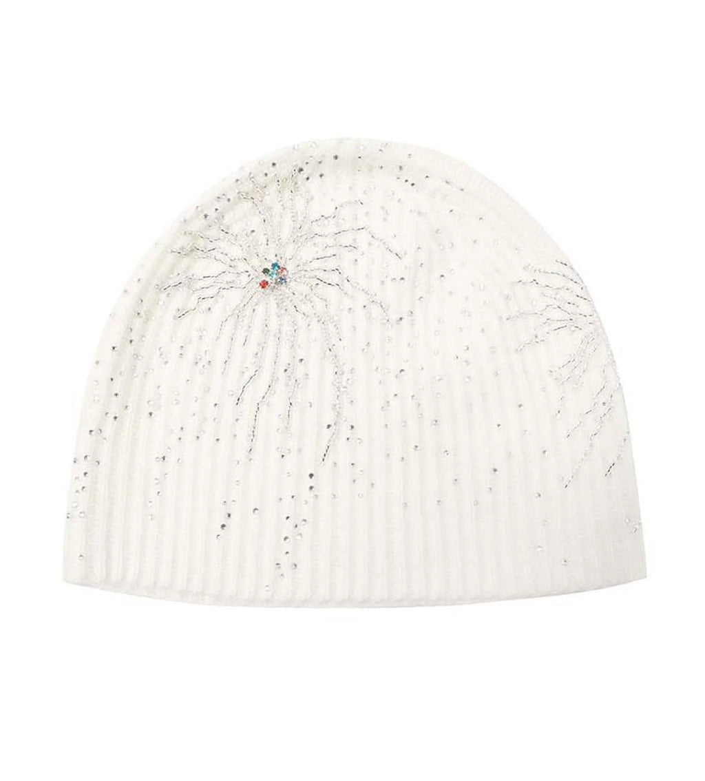 Birth of Royal Child Fireworks Studded Beaded Beanie White