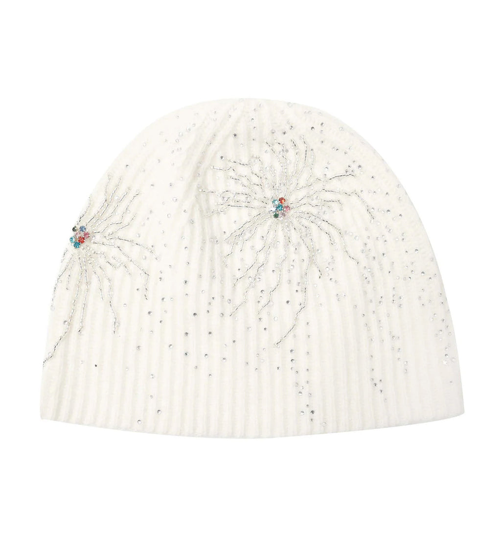Birth of Royal Child Fireworks Studded Beaded Beanie White