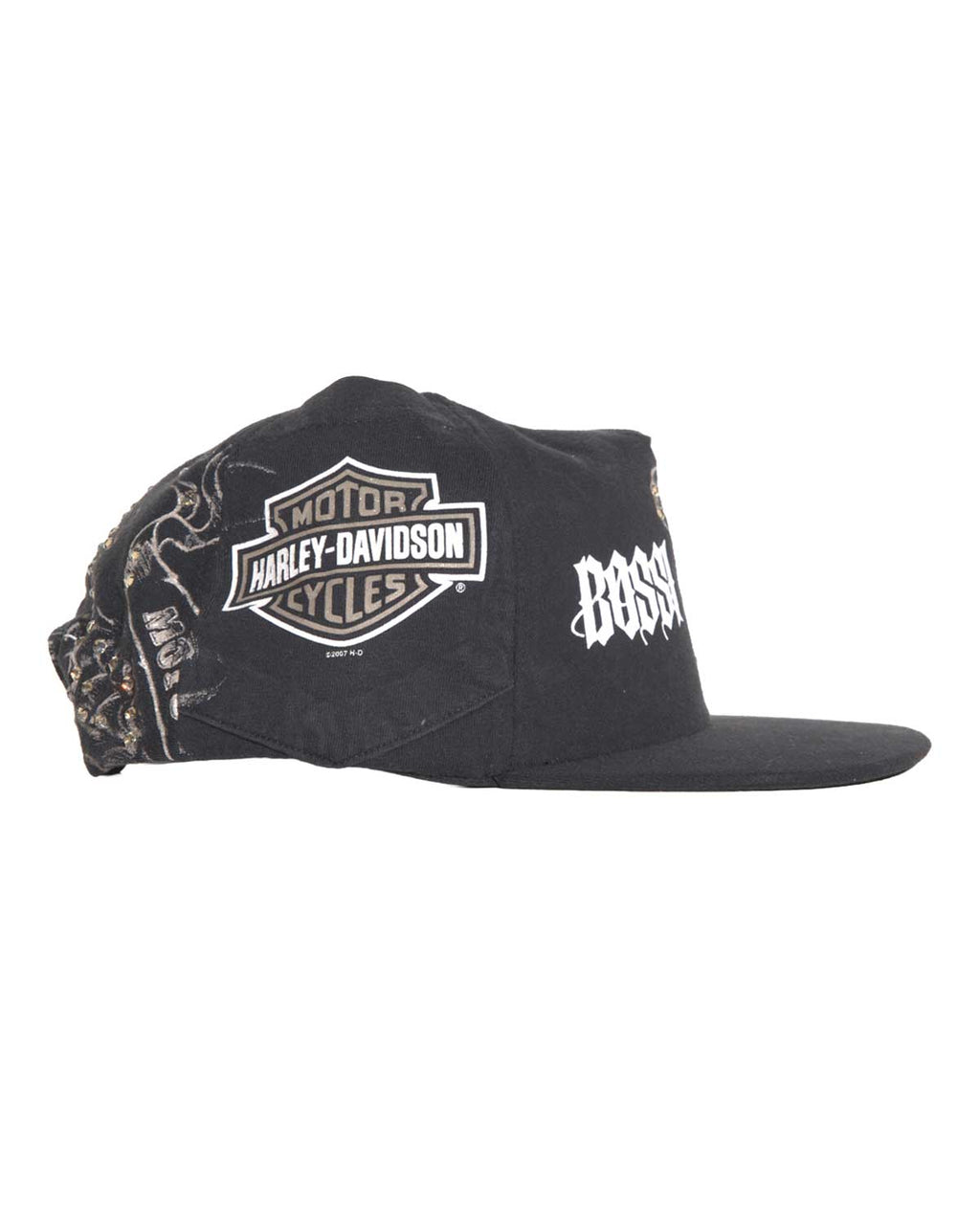 Bossi Vintage Rhinestone Snapback Hat black