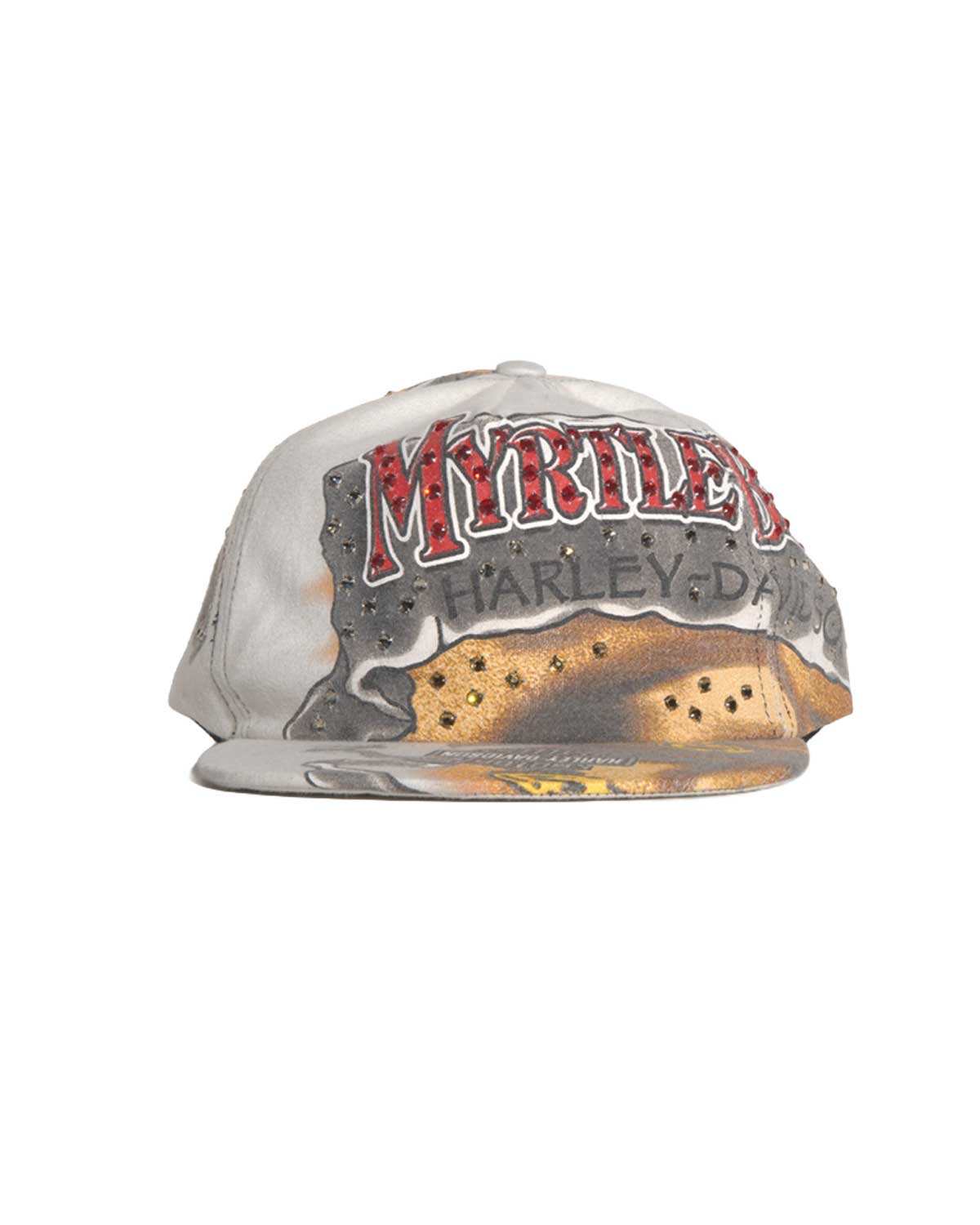 Bossi Vintage Rhinestone Snapback Hat White