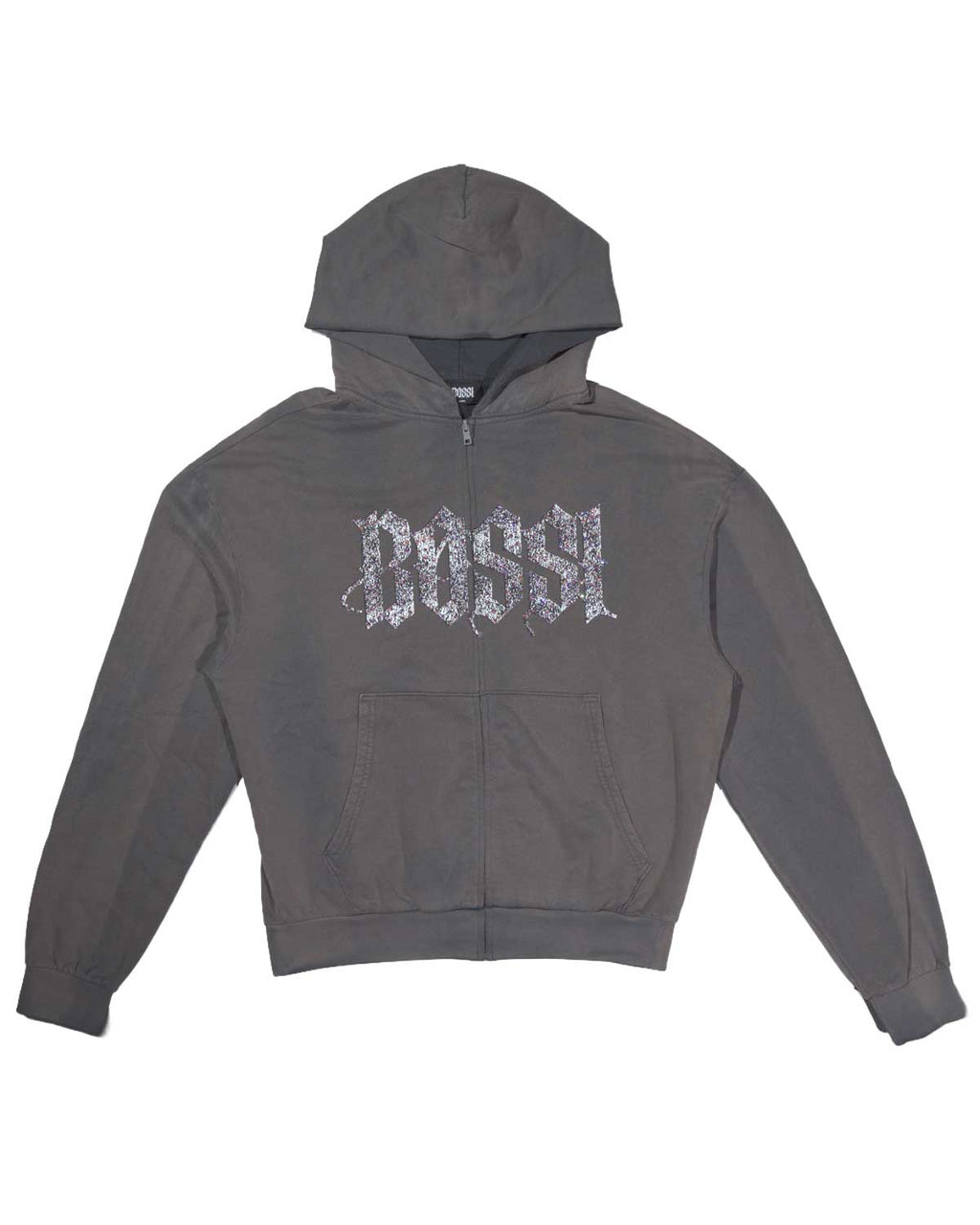 Bossi Vintage Rhinestone Hoodie Black/White/Red