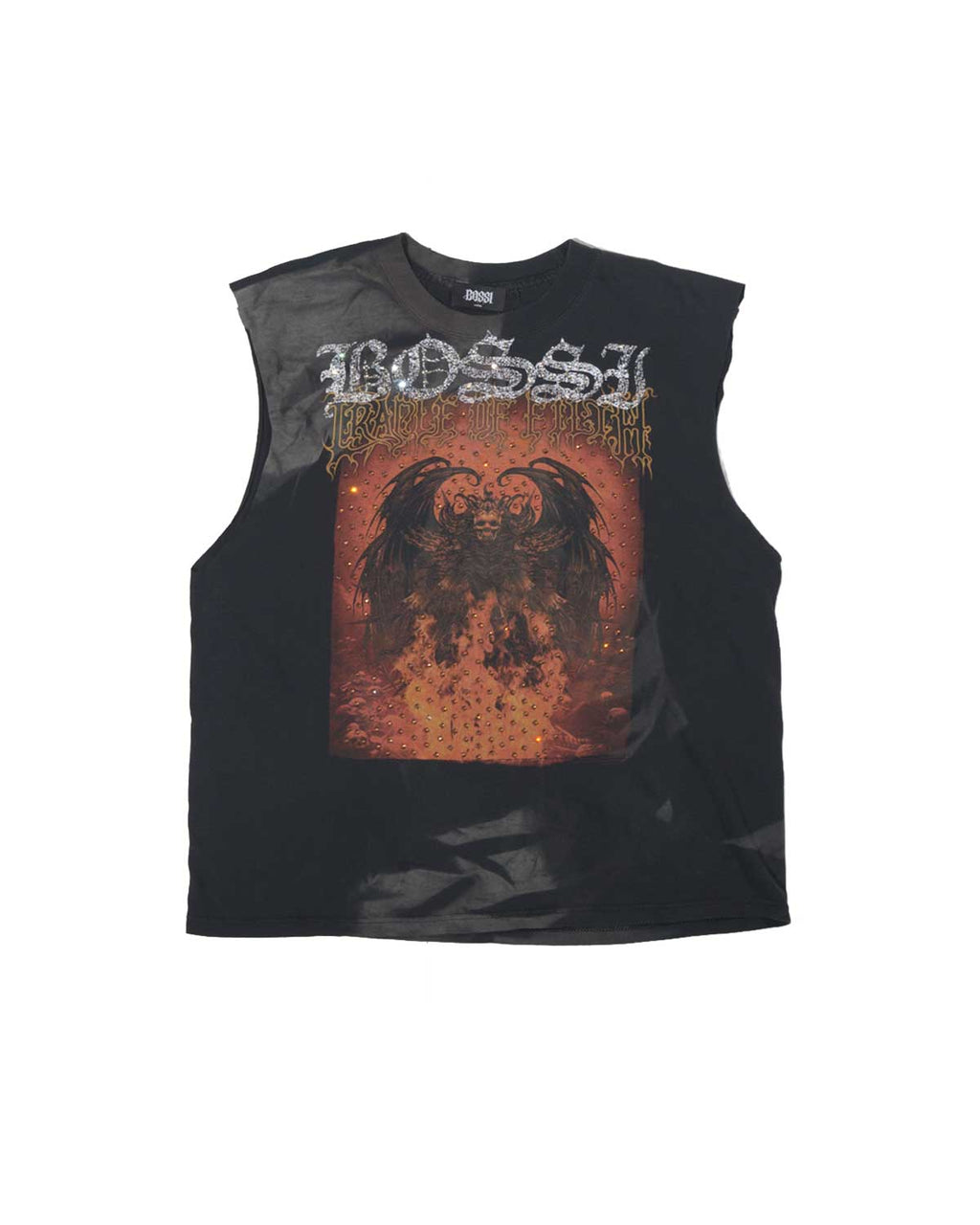 Bossi Vintage Rhinestone Sleeveless Tee Black