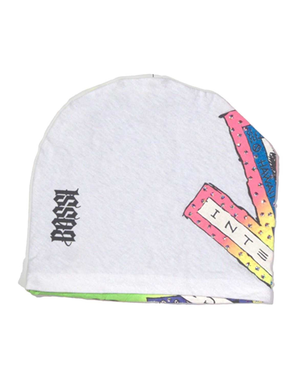 Bossi Vintage Rhinestone Beanie White