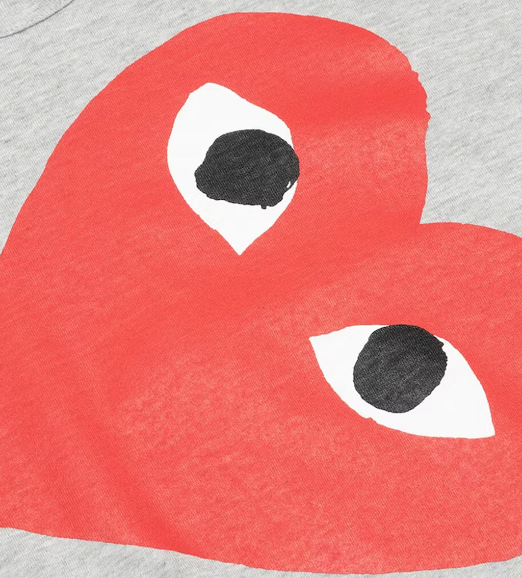 CDG Heather Grey Red Rotate Heart T-Shirt