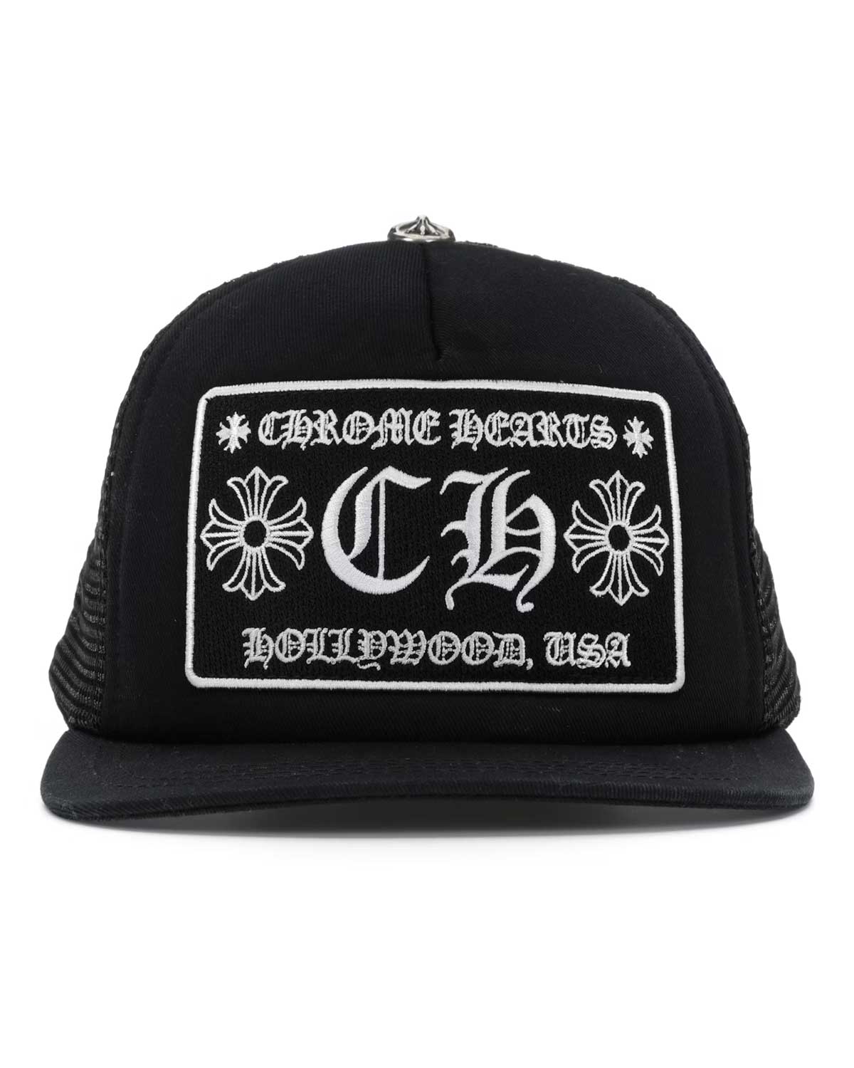 Chrome Hearts Black Hollywood Trucker Cap
