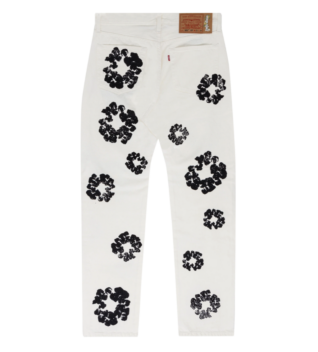 Denim Tears x Levi's Cotton Wreath White Denim Jeans