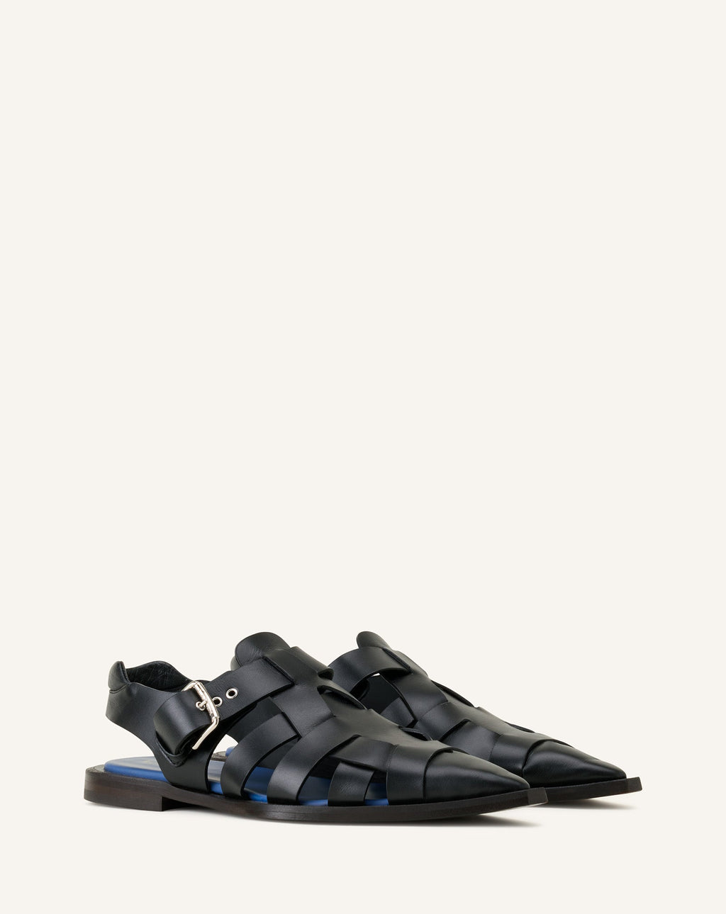 POINTED-TOE LEATHER SANDALS