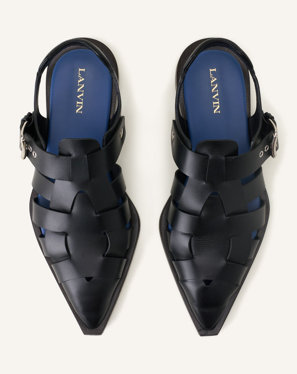 POINTED-TOE LEATHER SANDALS