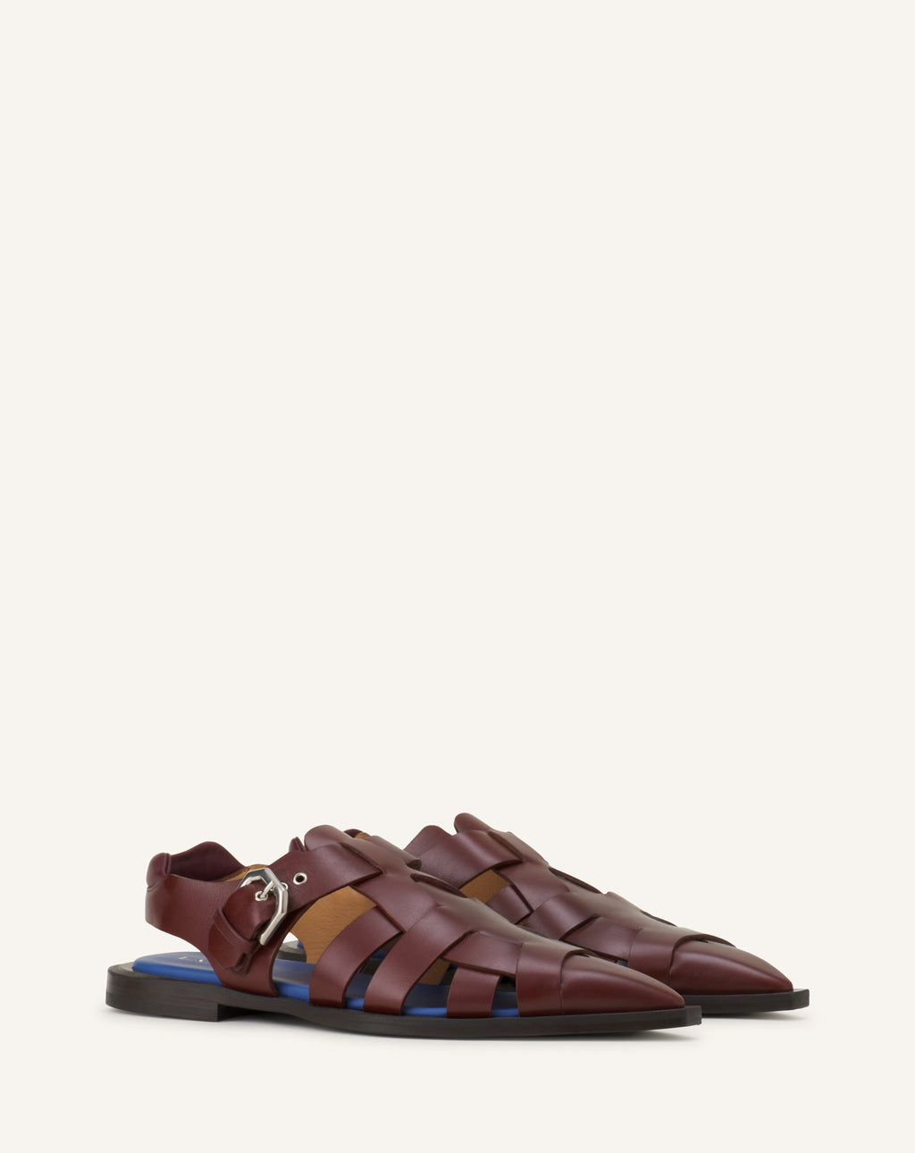 POINTED-TOE LEATHER SANDALS
