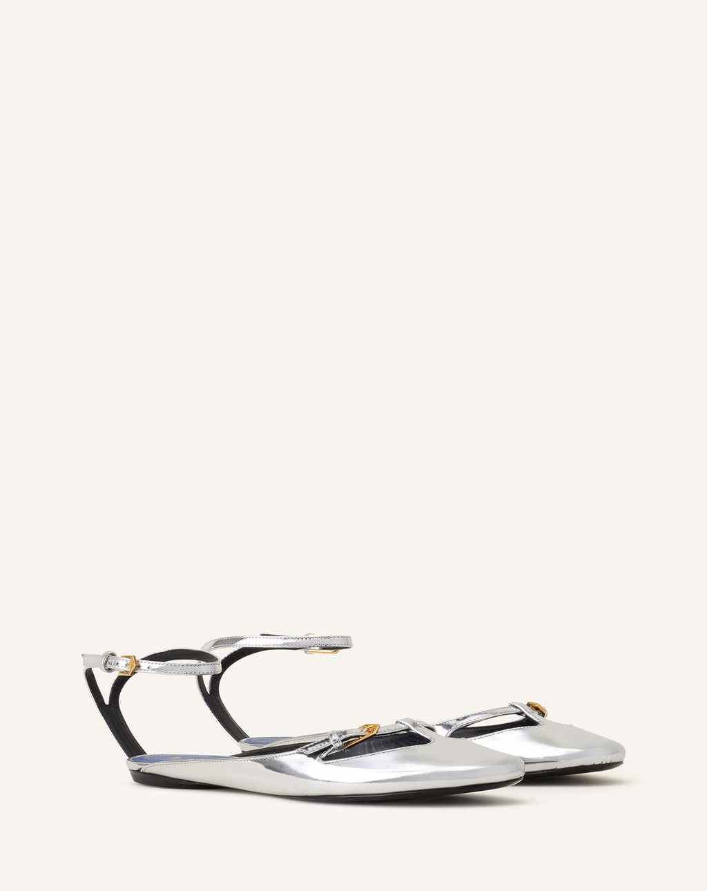 MARY-JANE BALLERINA IN METALLIC LEATHER
