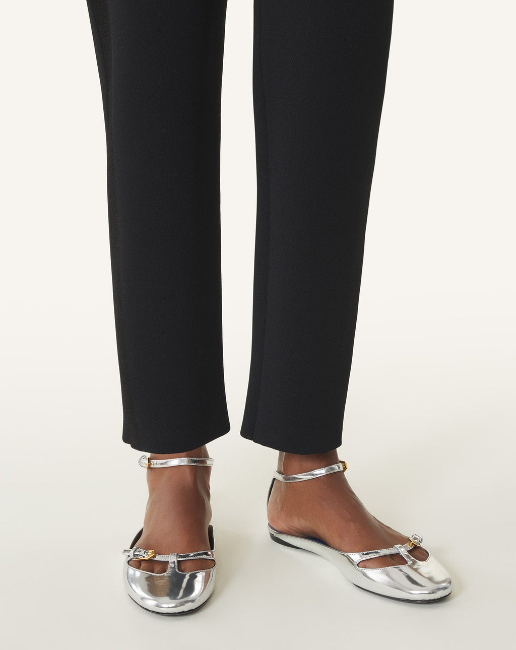 MARY-JANE BALLERINA IN METALLIC LEATHER