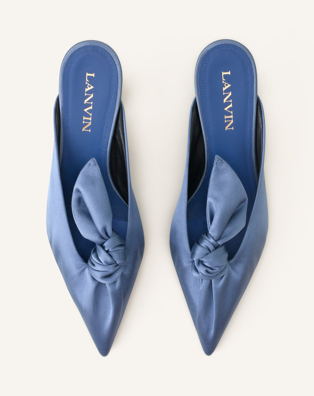 MIDNIGHT STEP HEELED MULES WITH A SATIN BOW