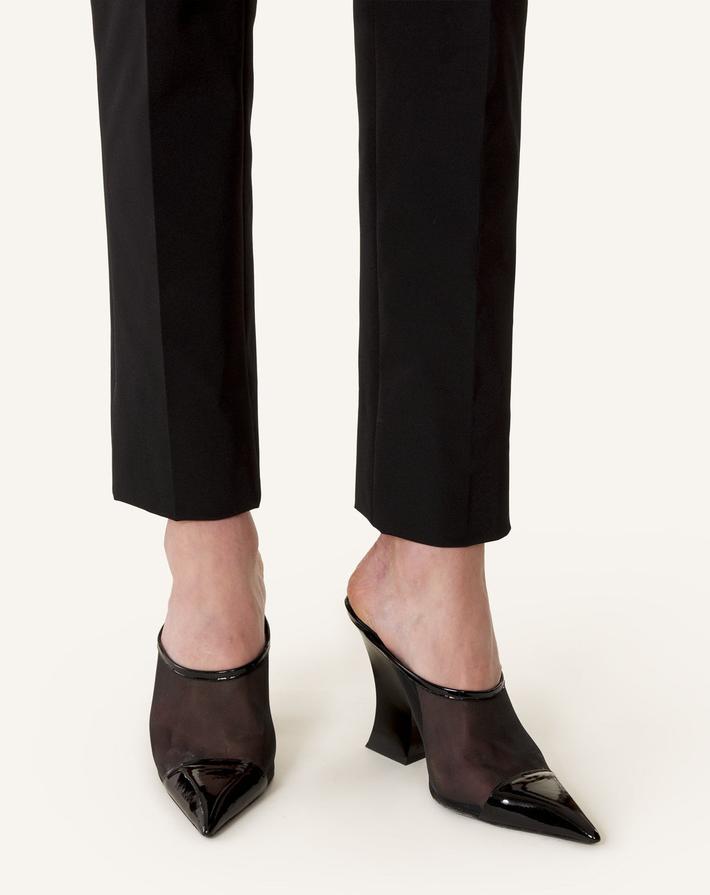 NOCTURNE MULE IN MESH AND PATENT LEATHER