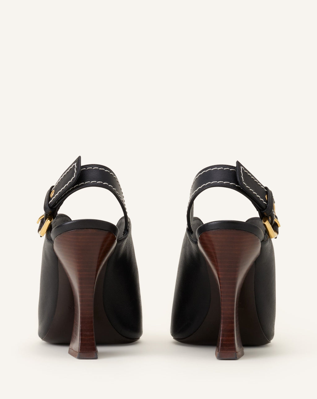 BUCKLE ARCH HEELED LEATHER MULE