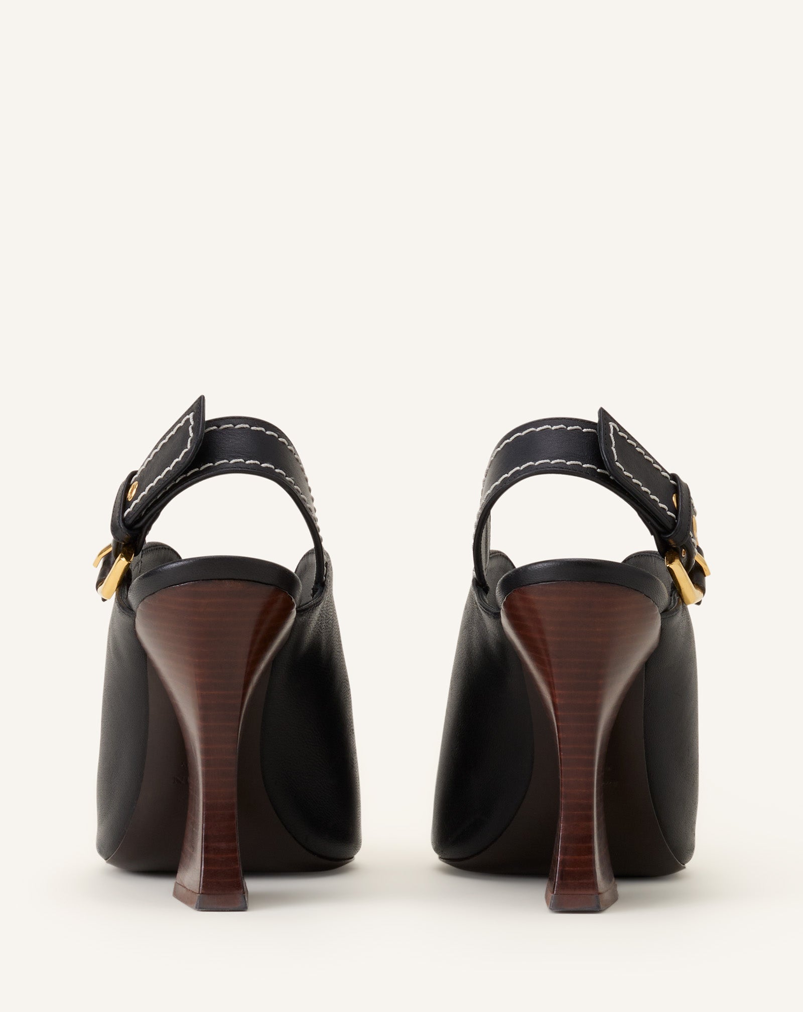 BUCKLE ARCH HEELED LEATHER MULE