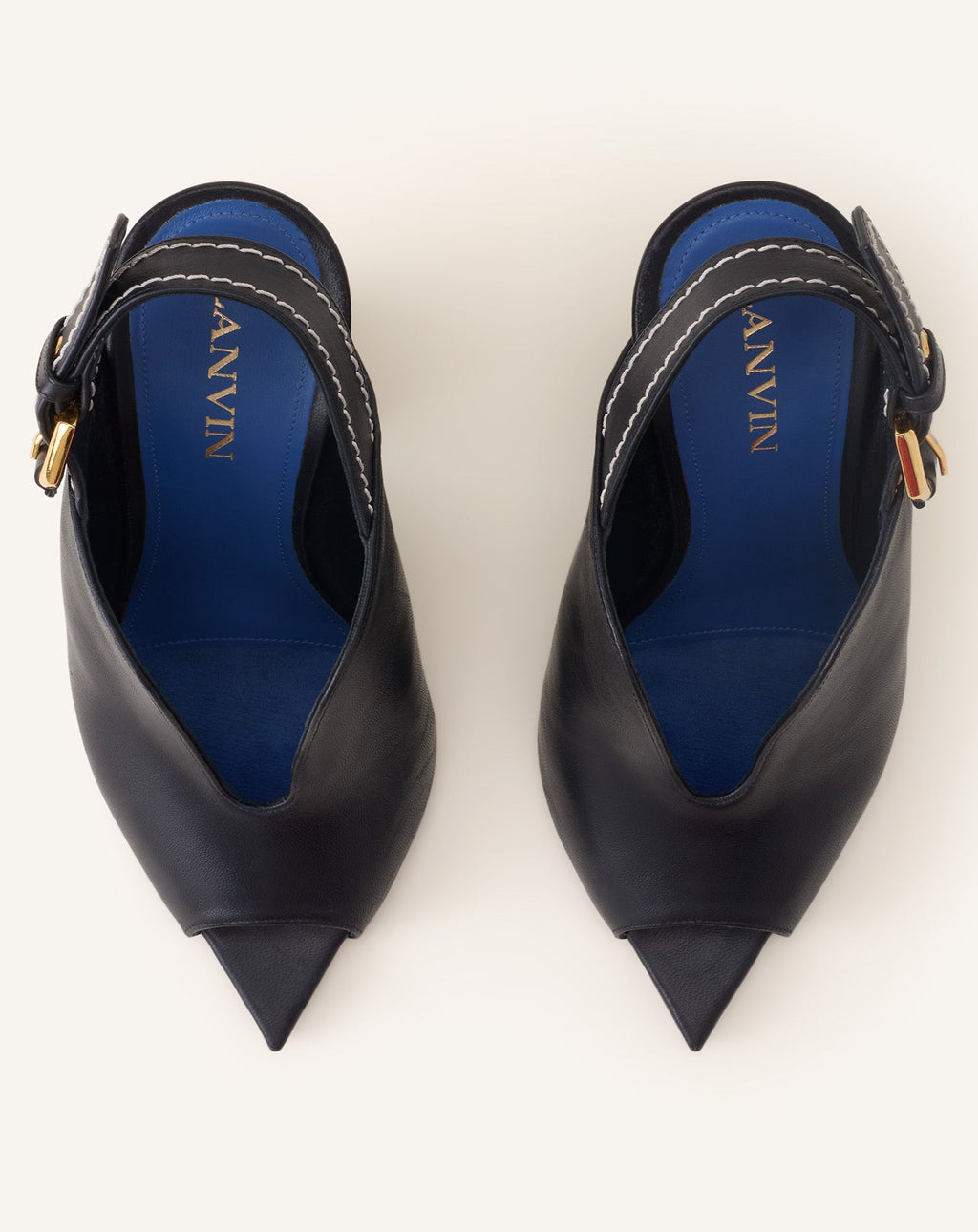 BUCKLE ARCH HEELED LEATHER MULE