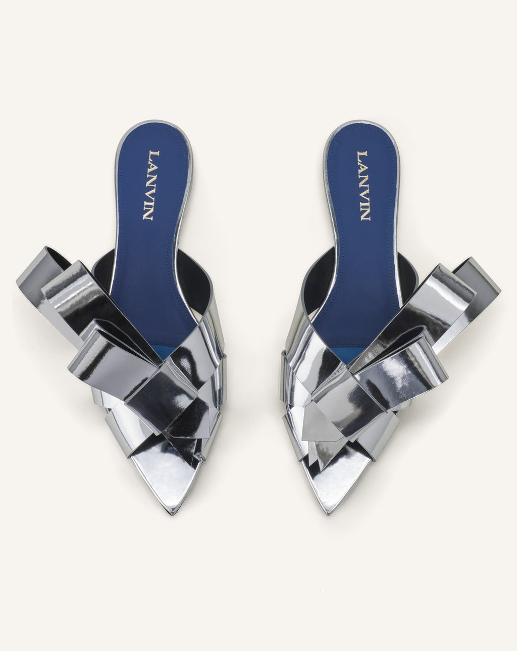 CADEAU FLAT MULE IN METALLIC LEATHER