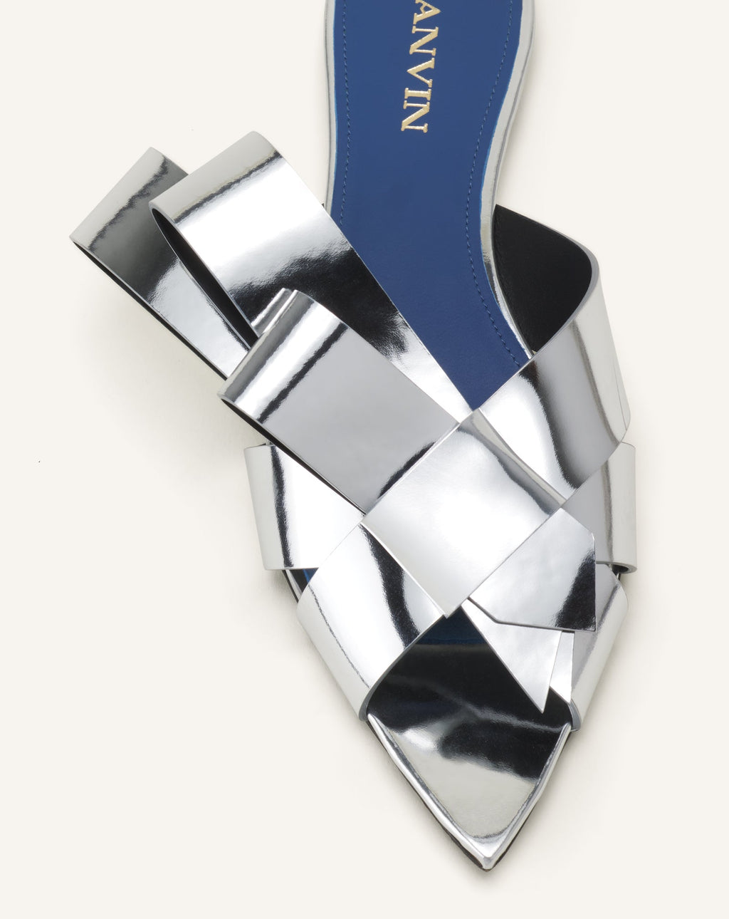 CADEAU FLAT MULE IN METALLIC LEATHER