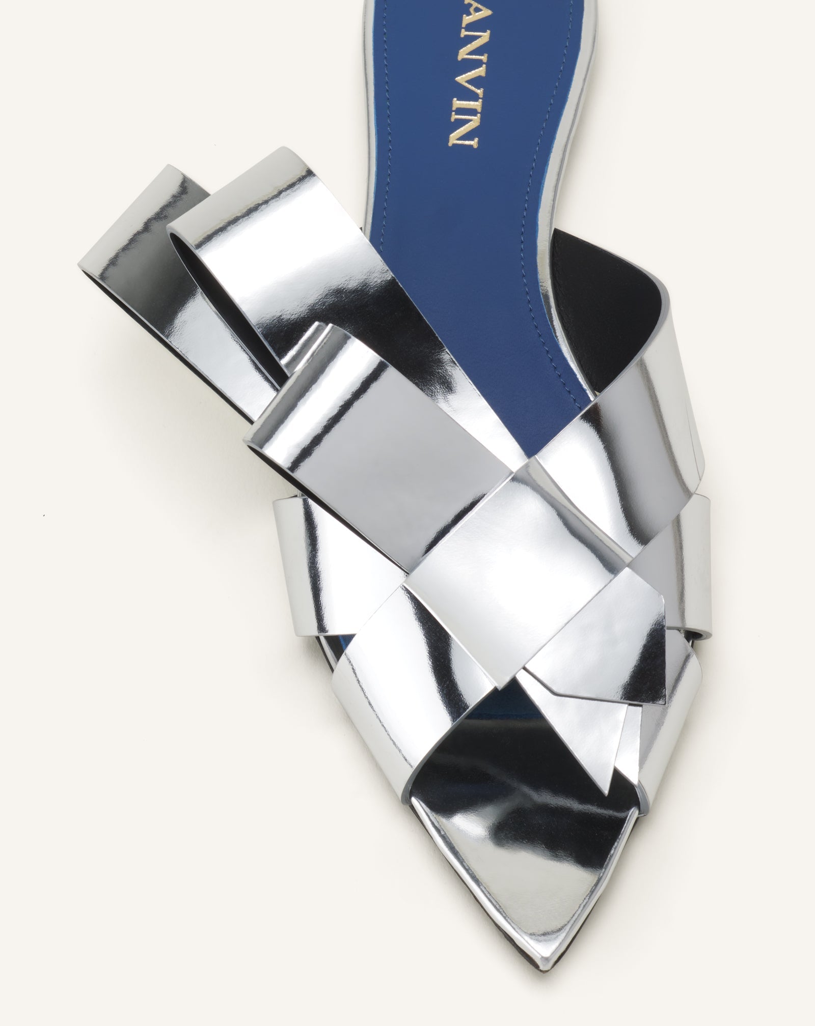 CADEAU FLAT MULE IN METALLIC LEATHER