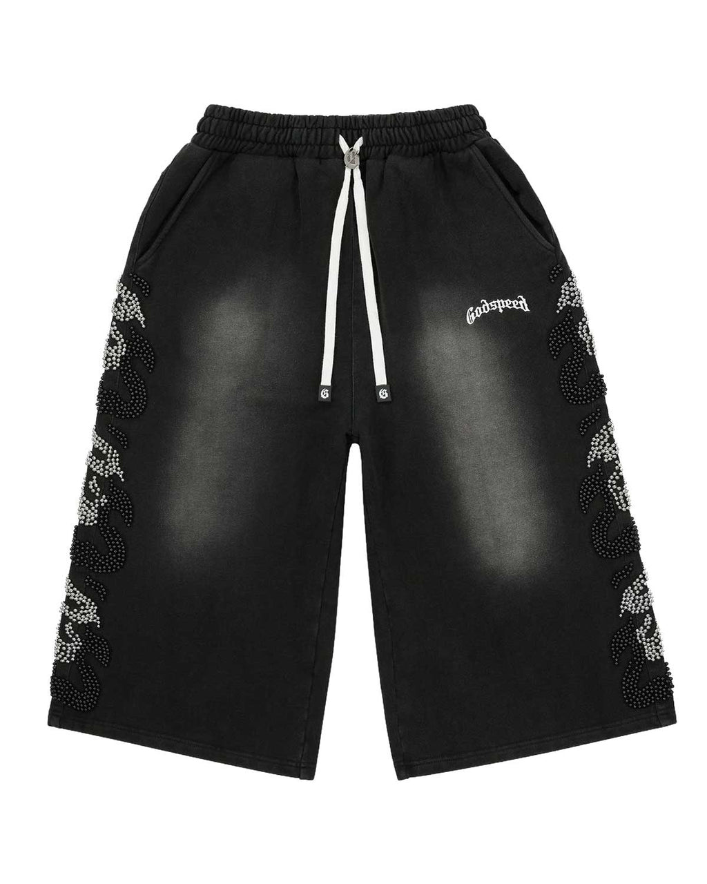 Godspeed OG Logo Noir Studded 3QTR Shorts Black