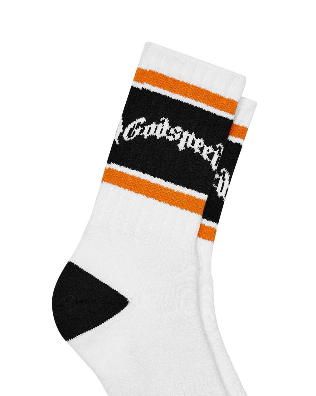 Godspeed OG Logo Striped Socks White/Orange