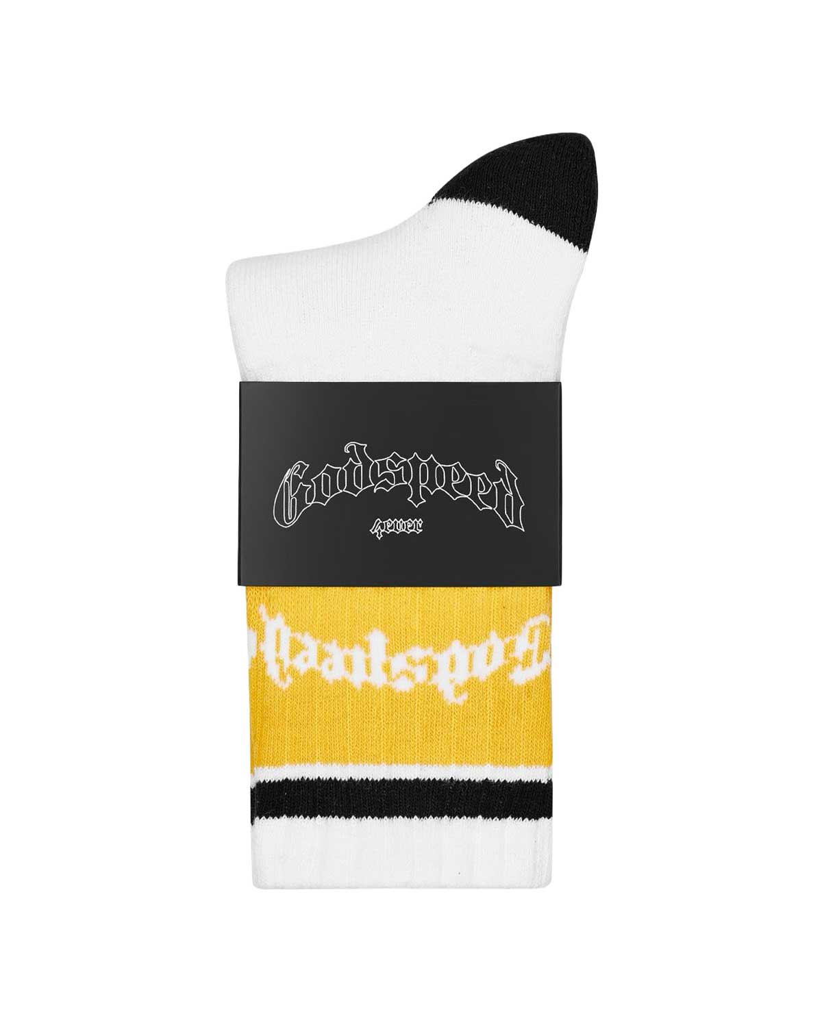 Godspeed OG Logo Striped Socks White/Yellow