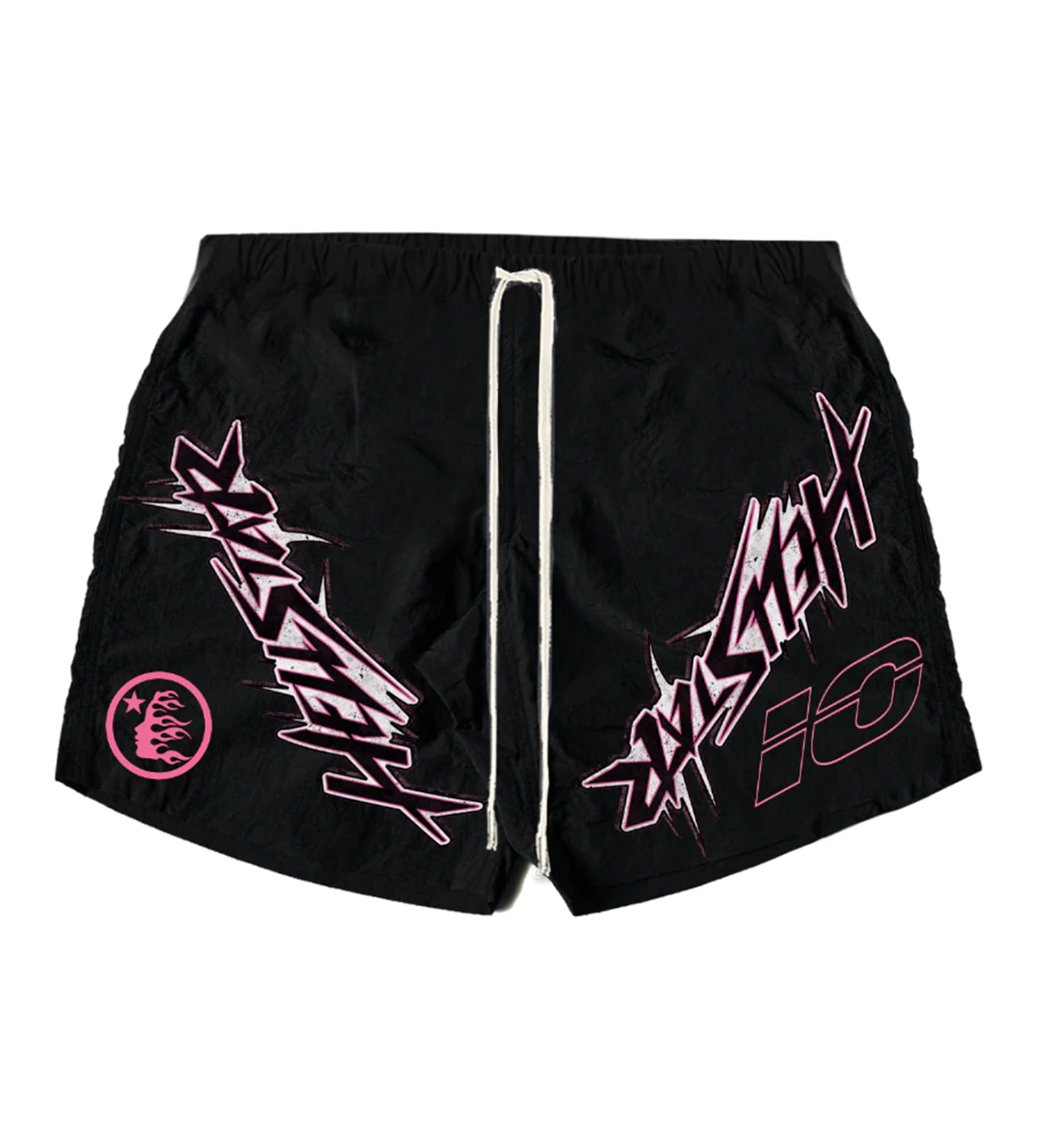 Hellstar Studios Waxed Nylon Athletic Shorts Black