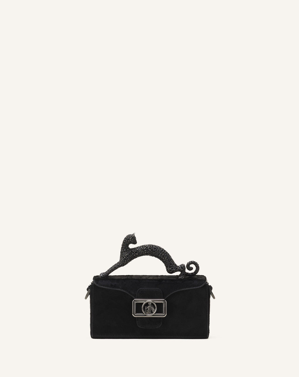 PENCIL CAT NANO BAG IN PONY EFFECT AND RHINESTONES