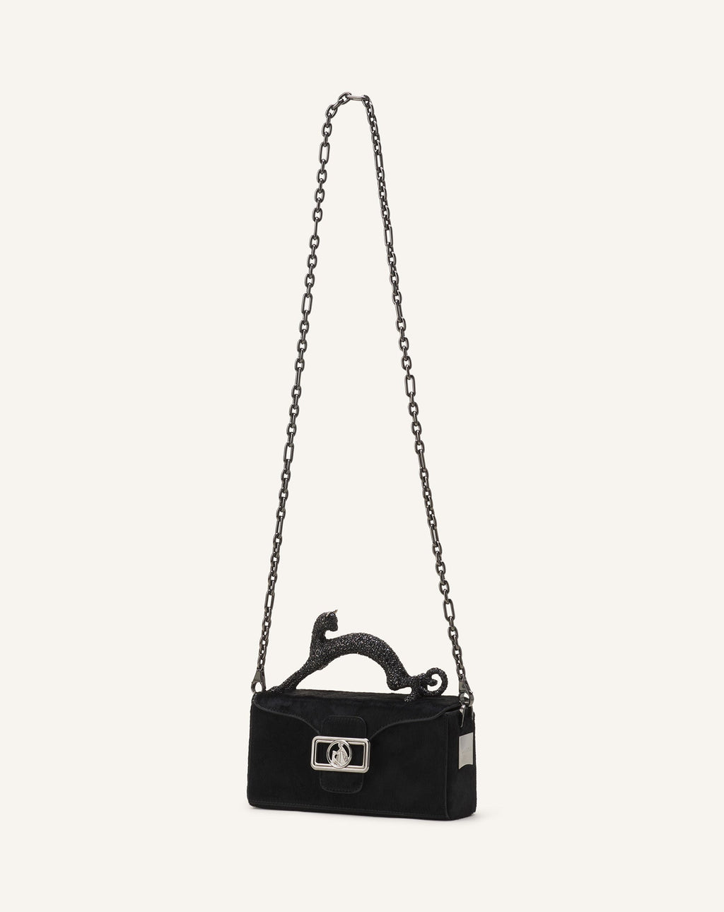 PENCIL CAT NANO BAG IN PONY EFFECT AND RHINESTONES