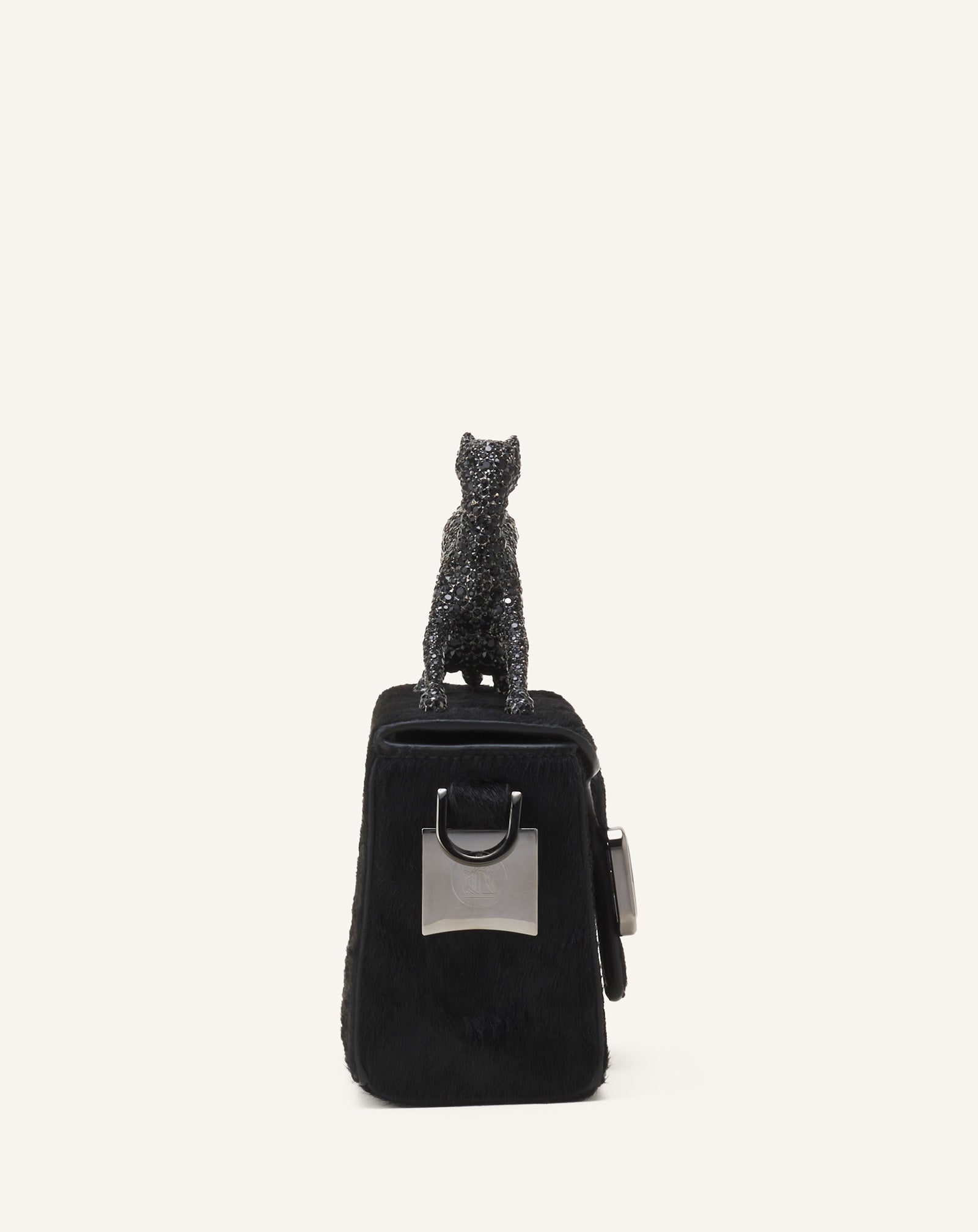 PENCIL CAT NANO BAG IN PONY EFFECT AND RHINESTONES