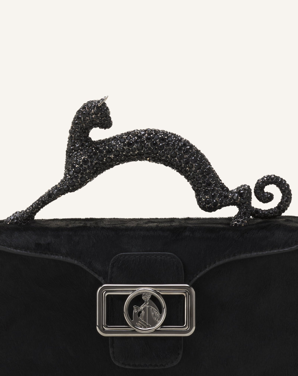 PENCIL CAT NANO BAG IN PONY EFFECT AND RHINESTONES