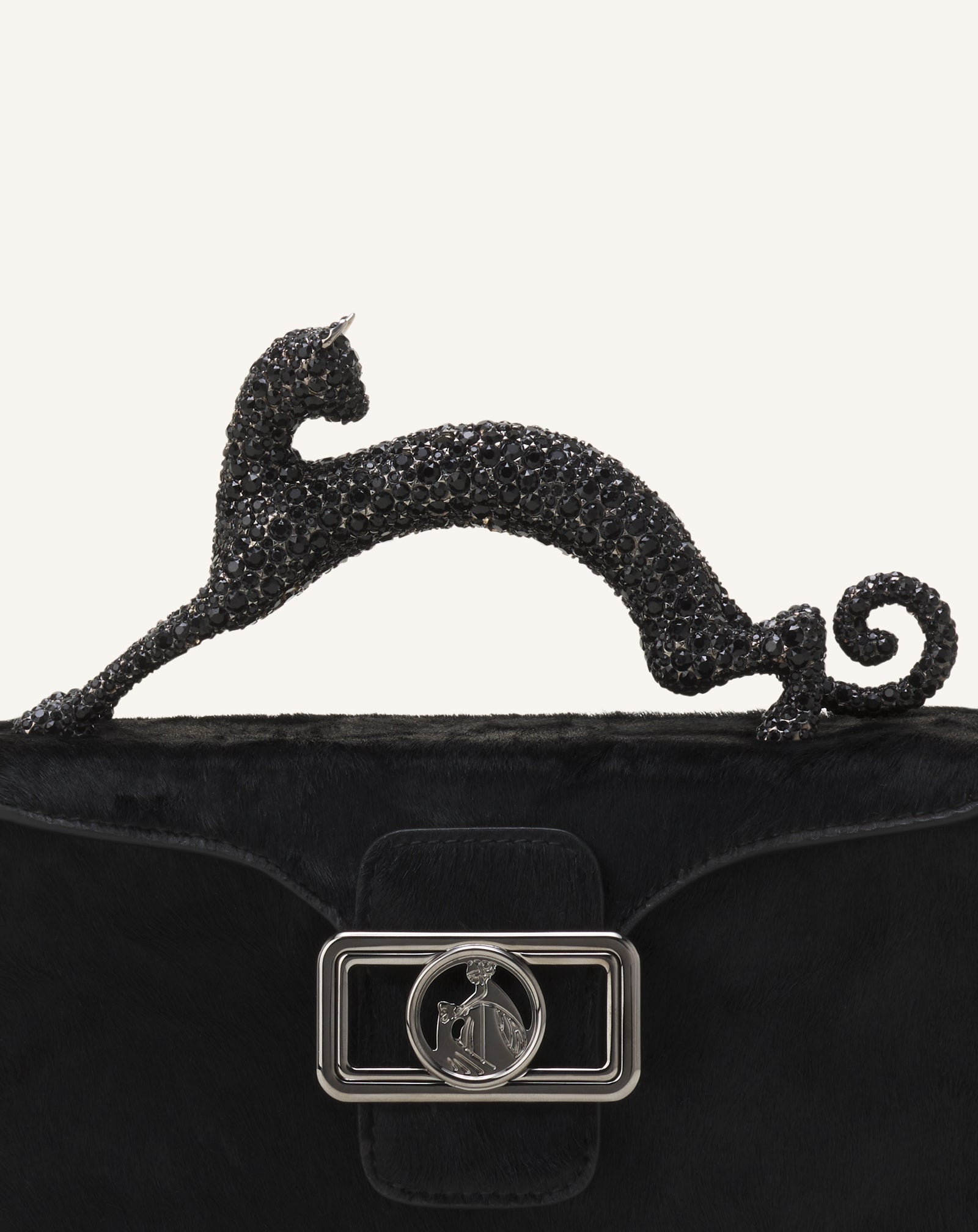 PENCIL CAT NANO BAG IN PONY EFFECT AND RHINESTONES