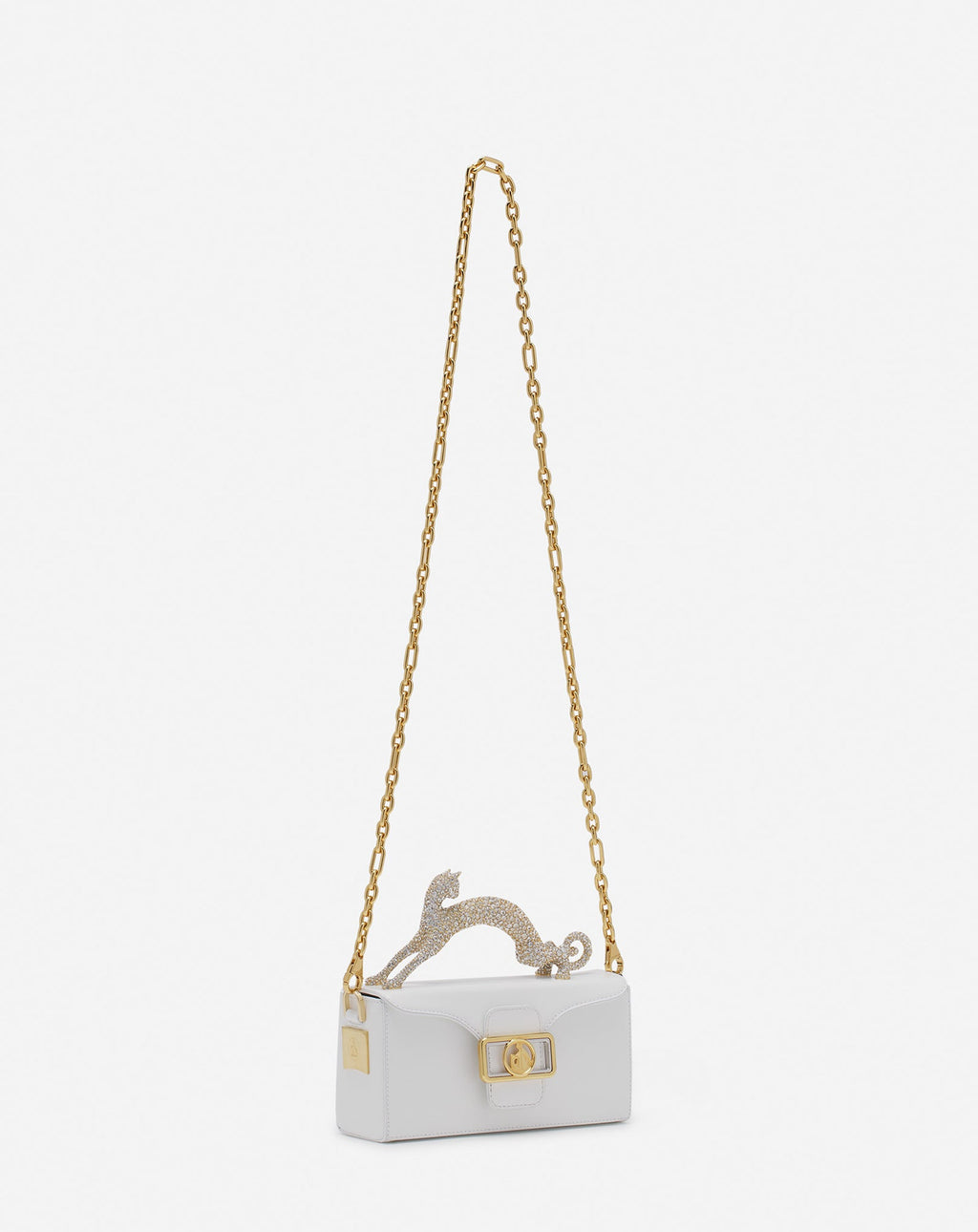 PENCIL CAT BAG IN LEATHER AND RHINESTONES