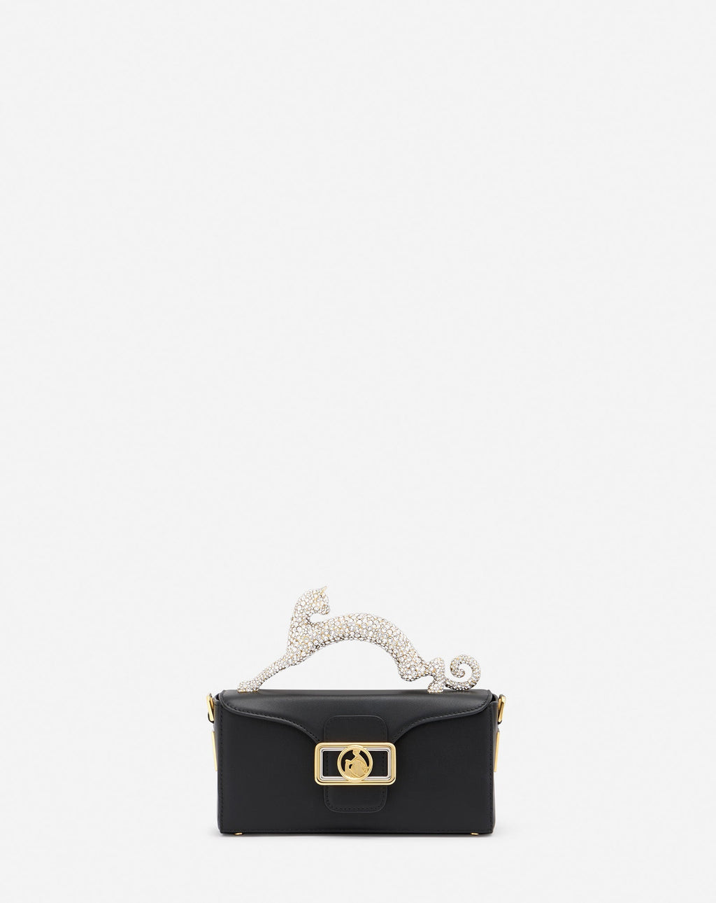 PENCIL CAT NANO BAG IN LEATHER AND RHINESTONES