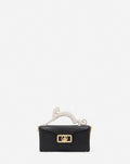 PENCIL CAT NANO BAG IN LEATHER AND RHINESTONES
