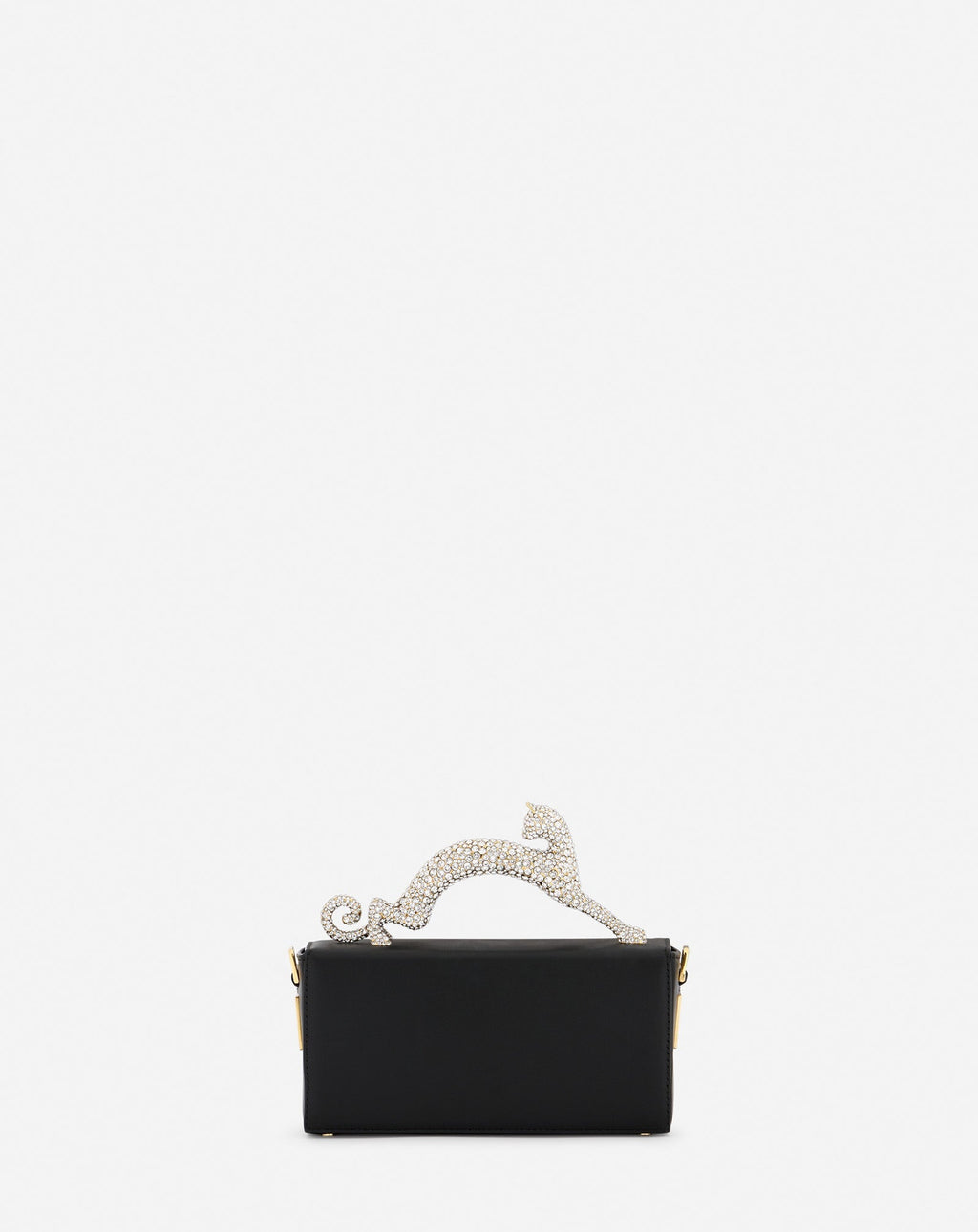PENCIL CAT NANO BAG IN LEATHER AND RHINESTONES
