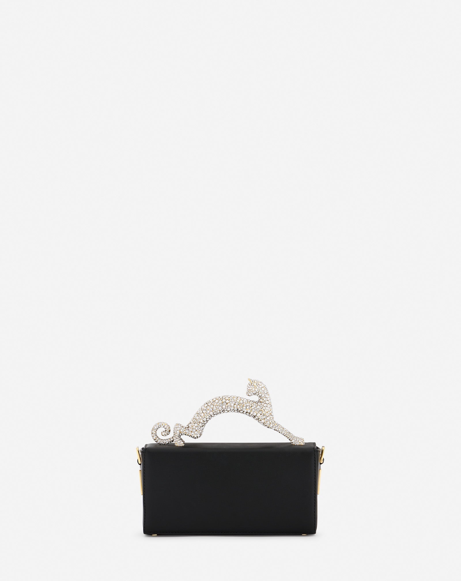 PENCIL CAT NANO BAG IN LEATHER AND RHINESTONES